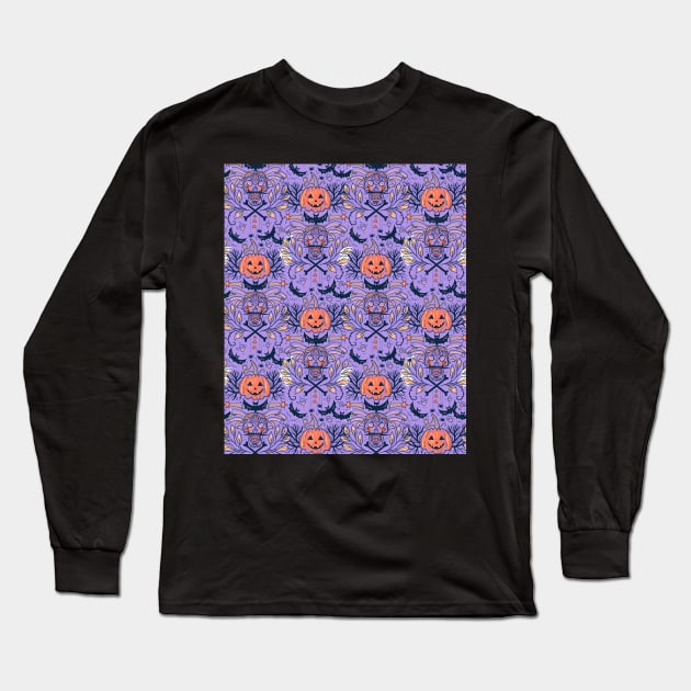 Calaveras and jack-o-lantern Long Sleeve T-Shirt by SkyisBright